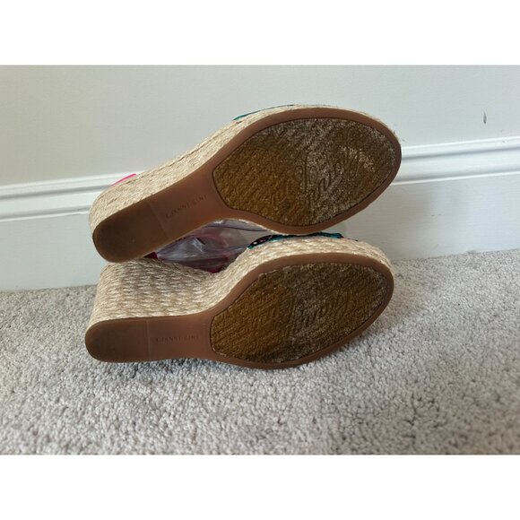 Gianni Bini Shoes Womens Sz 10 Colorful Pink / Blue Strap Wedge Sandals Open Toe - Picture 10 of 13